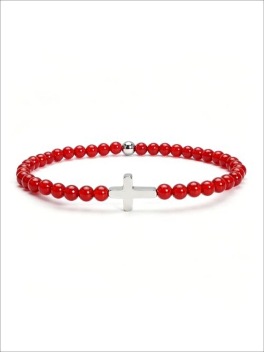 18K Gold Plated Stainless Steel Cross Bracelet Natural Stone Beads Faith Jewelry